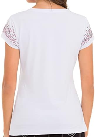 Cipo & Baxx Damen T-Shirt Print Strasssteine Baumwolle Rundhals