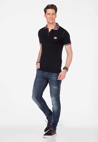 Cipo & Baxx Herren Jeans - Straight Fit mit modischen Waschungen, Nähten & Used-Look Details - Regular Denim - Trendige