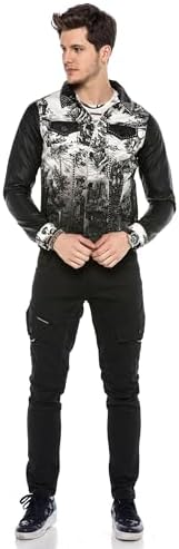 Cipo & Baxx Herren Hybrid-Denimjacke - Versatile Farben, Modisch und Komfortabel - für City und Outdoor - mit Knopf und