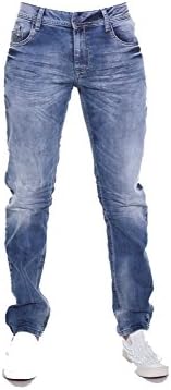 Cipo & Baxx Herren Jeans - Straight Fit mit modischen Waschungen, Nähten & Used-Look Details - Regular Denim - Trendige