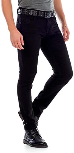 Cipo & Baxx Herren Jeans - Straight Fit mit modischen Waschungen, Nähten & Used-Look Details - Regular Denim