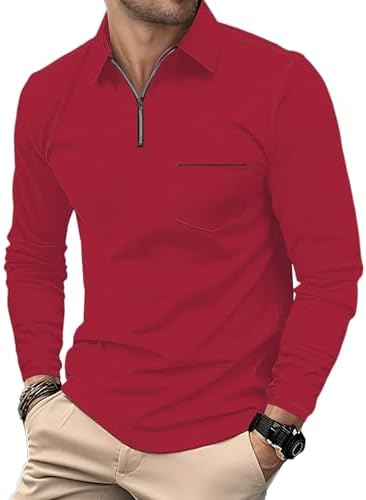 HMIYA Herren Poloshirt Langarm Baumwoll-Atmungsaktiv Casual T-Shirts Organic Standard Blended – Bild 13