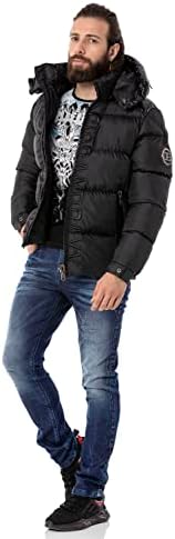 Cipo & Baxx Herren Mantel – Stylische Winterjacke mit warmem Innenfutter und abnehmbarer Kapuze für kalte Tage