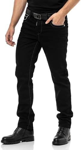 Cipo & Baxx Herren Jeans Hose Look Röhrenjeans Straight Fit Kontrastnähte Trendyhose | Cipo & Baxx Herren Jeans Hose Us