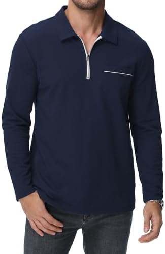 HMIYA Herren Poloshirt Langarm Baumwoll-Atmungsaktiv Casual T-Shirts Organic Standard Blended – Bild 3