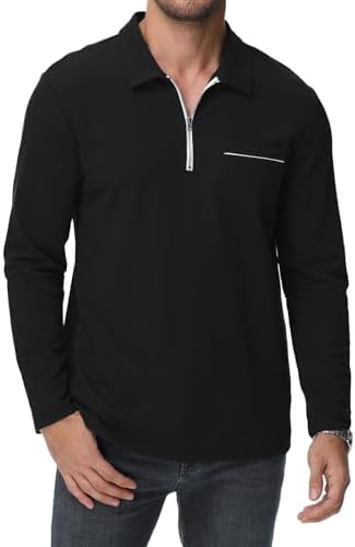 HMIYA Herren Poloshirt Langarm Baumwoll-Atmungsaktiv Casual T-Shirts Organic Standard Blended – Bild 27