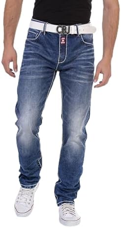 Cipo & Baxx Herren Jeans Hose Look Röhrenjeans Straight Fit Kontrastnähte Trendyhose | Cipo & Baxx Herren Jeans Hose Us