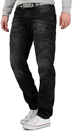 Cipo & Baxx Herren Jeans - Stilvolle Regular-Fit Denim mit Kontrastnähten | Bequeme & Modische Jeans für Männer | Stone-