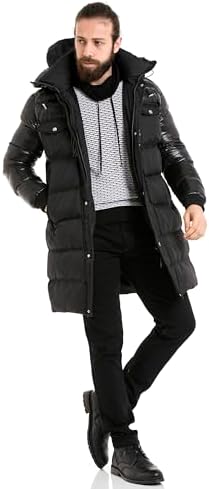 Cipo & Baxx Herren Mantel – Stylische Winterjacke mit warmem Innenfutter und abnehmbarer Kapuze für kalte Tage