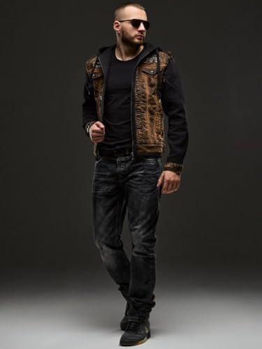 Cipo & Baxx Herren Hybrid-Denimjacke - Versatile Farben, Modisch und Komfortabel - für City und Outdoor - mit Knopf und