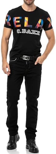 Cipo & Baxx Herren Jeans Hose Look Röhrenjeans Straight Fit Kontrastnähte Trendyhose | Cipo & Baxx Herren Jeans Hose Us