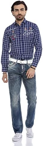 Cipo & Baxx Herren Jeans - Straight Fit mit modischen Waschungen, Nähten & Used-Look Details - Regular Denim