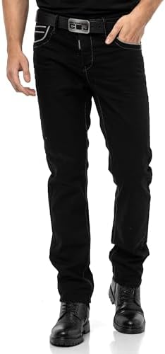 Cipo & Baxx Herren Jeans Hose Look Röhrenjeans Straight Fit Kontrastnähte Trendyhose | Cipo & Baxx Herren Jeans Hose Us