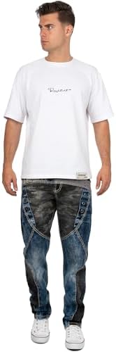 Cipo & Baxx Herren Jeans - Stylische Denim-Mode mit hohem Markanten_design | Regular & Slim Fit | Stonewashed Effect des