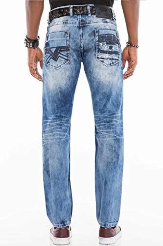 Cipo & Baxx Herren Jeans - Straight Fit mit modischen Waschungen, Nähten & Used-Look Details - Regular Denim