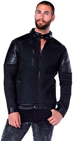 Cipo & Baxx Herren Jeansjacke – Klassisch, Leder, Sport – Knopf und Reißverschluss – Sweat-Kapuze und Sweatärmeln – Mode