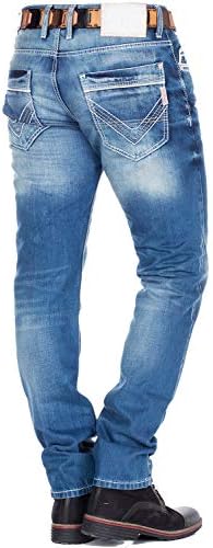 Cipo & Baxx Herren Jeans Hose Look Röhrenjeans Straight Fit Kontrastnähte Trendyhose | Cipo & Baxx Herren Jeans Hose Us