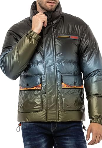 Cipo & Baxx Herren Mantel – Stylische Winterjacke mit warmem Innenfutter und abnehmbarer Kapuze für kalte Tage