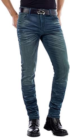Cipo & Baxx Herren Jeans - Straight Fit mit modischen Waschungen, Nähten & Used-Look Details - Regular Denim - Trendige