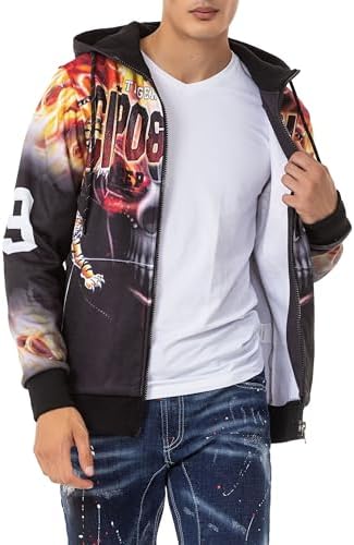 Cipo & Baxx Herren Sweatjacke Hoodie – Stylischer Pullover für Streetwear-Begeisterte mit Reißverschluss & Kapuze für Fr