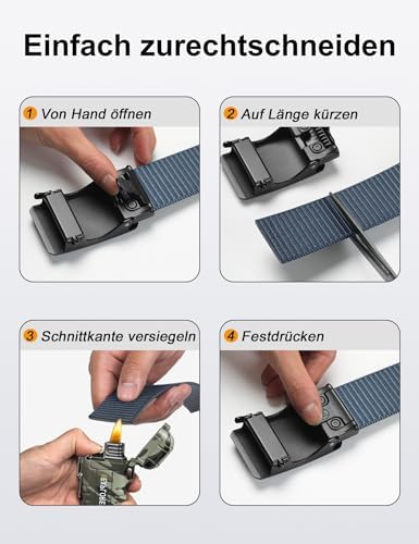 JUKMO Automatik Gürtel für Herren, robustes Nylon, 3,8cm Breite, praktische Ratsche-Funktion | JUKMO Herren Automatik G