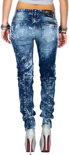 Cipo & Baxx Damen Jeans – Stylische Slim & Regular Fit Hosen mit Stretch & Used-Look | Bequeme Passform, modisches Desig