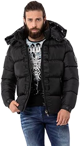 Cipo & Baxx Herren Mantel – Stylische Winterjacke mit warmem Innenfutter und abnehmbarer Kapuze für kalte Tage