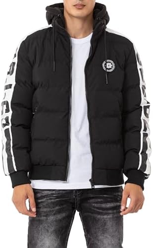 Cipo & Baxx Herren Mantel – Stylische Winterjacke mit warmem Innenfutter und abnehmbarer Kapuze für kalte Tage