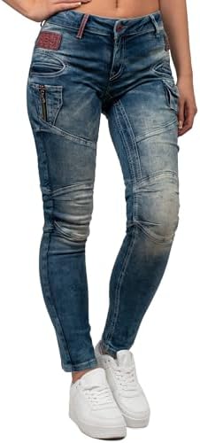 Cipo & Baxx Damen Jeans – Stylische Slim & Regular Fit Hosen mit Stretch & Used-Look | Bequeme Passform, modisches Desig