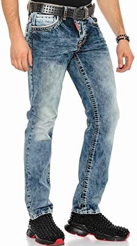 Cipo & Baxx Herren Jeans Hose Look Röhrenjeans Straight Fit Kontrastnähte Trendyhose | Cipo & Baxx Herren Jeans Hose Us