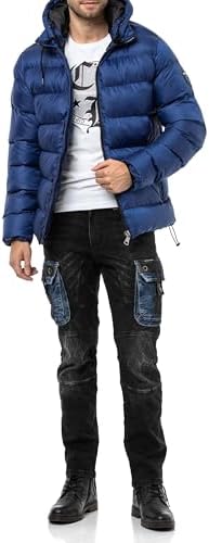 Cipo & Baxx Herren Mantel – Stylische Winterjacke mit warmem Innenfutter und abnehmbarer Kapuze für kalte Tage