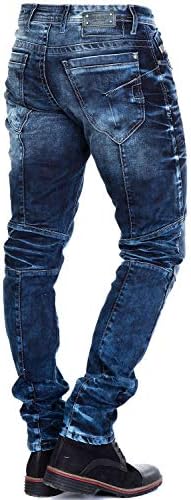 Cipo & Baxx Herren Jeans - Straight Fit mit modischen Waschungen, Nähten & Used-Look Details - Regular Denim - Trendige