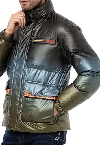 Cipo & Baxx Herren Mantel – Stylische Winterjacke mit warmem Innenfutter und abnehmbarer Kapuze für kalte Tage