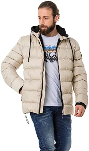 Cipo & Baxx Herren Mantel – Stylische Winterjacke mit warmem Innenfutter und abnehmbarer Kapuze für kalte Tage