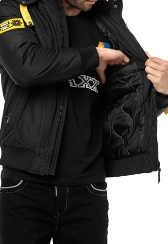 Cipo & Baxx Herren Mantel – Stylische Winterjacke mit warmem Innenfutter und abnehmbarer Kapuze für kalte Tage