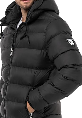 Cipo & Baxx Herren Mantel – Stylische Winterjacke mit warmem Innenfutter und abnehmbarer Kapuze für kalte Tage