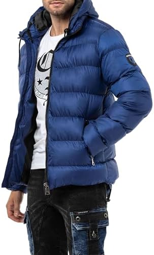 Cipo & Baxx Herren Mantel – Stylische Winterjacke mit warmem Innenfutter und abnehmbarer Kapuze für kalte Tage
