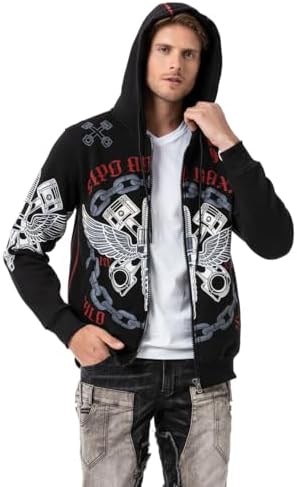 Cipo & Baxx Herren Sweatjacke Hoodie – Stylischer Pullover für Streetwear-Begeisterte mit Reißverschluss & Kapuze für Fr