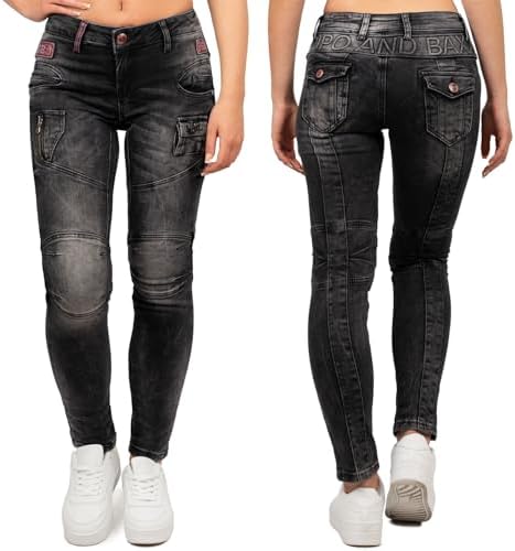 Cipo & Baxx Damen Jeans – Stylische Slim & Regular Fit Hosen mit Stretch & Used-Look | Bequeme Passform, modisches Desig
