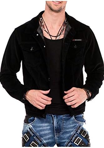 Cipo & Baxx Herren Jeansjacke – Klassisch, Leder, Sport – Knopf und Reißverschluss – Sweat-Kapuze und Sweatärmeln – Mode