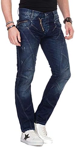 Cipo & Baxx Herren Jeans Hose Look Röhrenjeans Straight Fit Kontrastnähte Trendyhose | Cipo & Baxx Herren Jeans Hose Us
