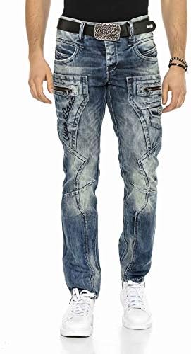 Cipo & Baxx Herren Jeans Hose Look Röhrenjeans Straight Fit Kontrastnähte Trendyhose | Cipo & Baxx Herren Jeans Hose Us