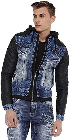 Cipo & Baxx Herren Hybrid-Denimjacke - Versatile Farben, Modisch und Komfortabel - für City und Outdoor - mit Knopf und