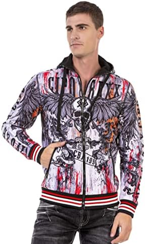 Cipo & Baxx Herren Sweatjacke Hoodie – Stylischer Pullover für Streetwear-Begeisterte mit Reißverschluss & Kapuze für Fr