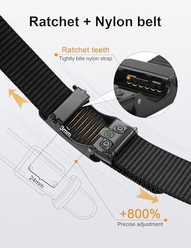 JUKMO Automatik Gürtel für Herren, robustes Nylon, 3,8cm Breite, praktische Ratsche-Funktion | JUKMO Herren Automatik G