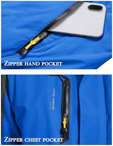 KEFITEVD Wasserabweisende Skijacke für HerrenWinter Outdoorjacke mit Abnehmbarer Kapuze und Warmem Gefüttertem Fleece |