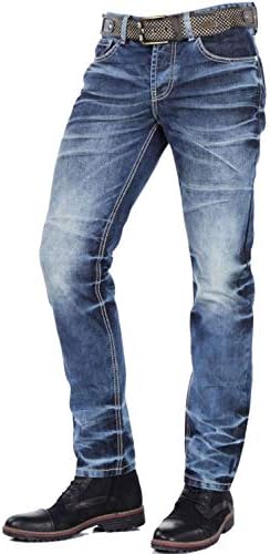 Cipo & Baxx Herren Jeans - Straight Fit mit modischen Waschungen, Nähten & Used-Look Details - Regular Denim - Trendige