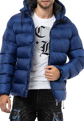 Cipo & Baxx Herren Mantel – Stylische Winterjacke mit warmem Innenfutter und abnehmbarer Kapuze für kalte Tage