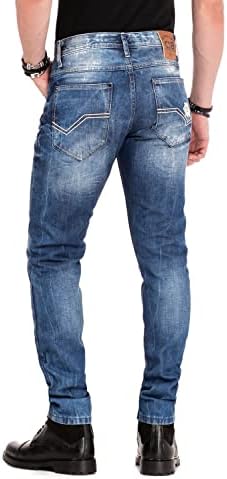 Cipo & Baxx Herren Jeans - Straight Fit mit modischen Waschungen, Nähten & Used-Look Details - Regular Denim