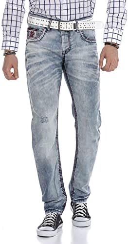 Cipo & Baxx Herren Jeans Hose Look Röhrenjeans Straight Fit Kontrastnähte Trendyhose | Cipo & Baxx Herren Jeans Hose Us